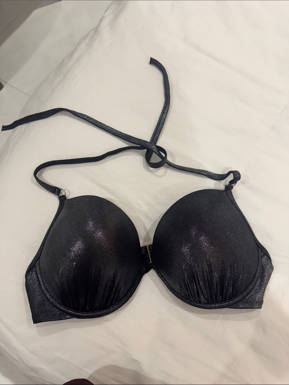 Top bathing suit.  Only top.  Black shimmer.  New without tag.  No bottom.